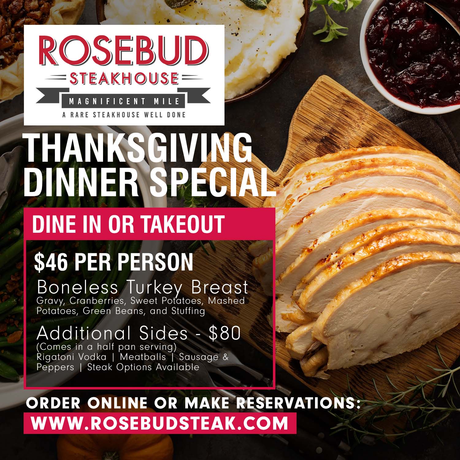 Thanksgiving Day Special at Rosebud Steakhouse Chicago